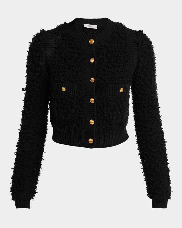 Textured Knit Crop Cardigan